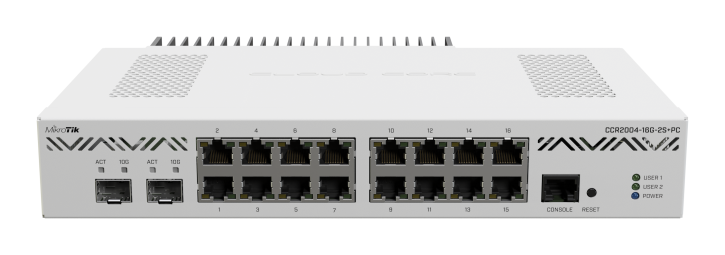 MikroTik CCR2004-16G-2S+PC Router with 16x Gigabit Ethernet ports, 2x10G SFP+ and Passive Cooling MikroTik — view 2