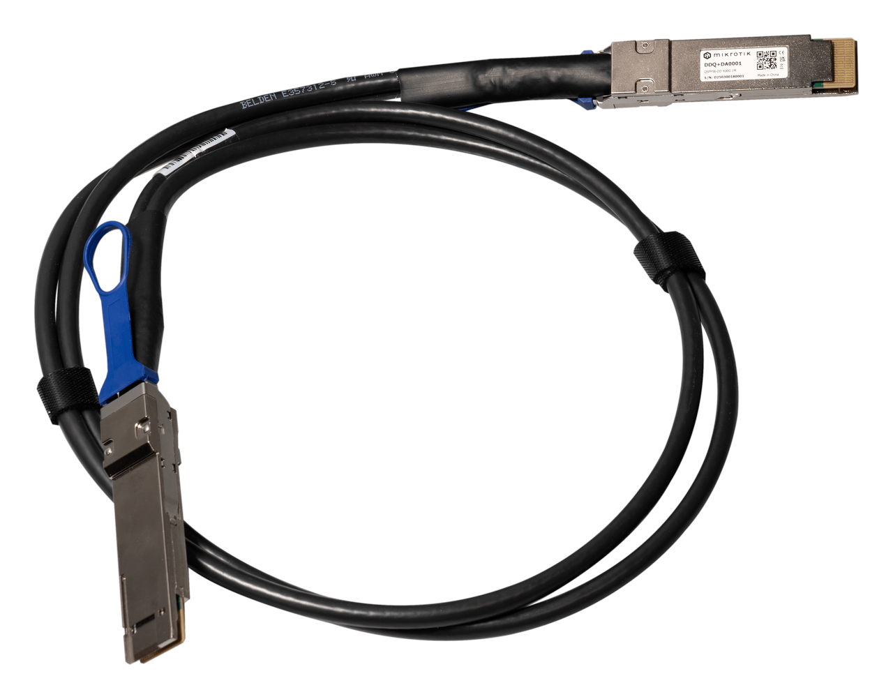 MikroTik DDQ+DA0001 400-Gigabit QSFP-DD direct attach cable, 1m long. Enables easy direct connectivity between ultra-fast devices MikroTik — view 1