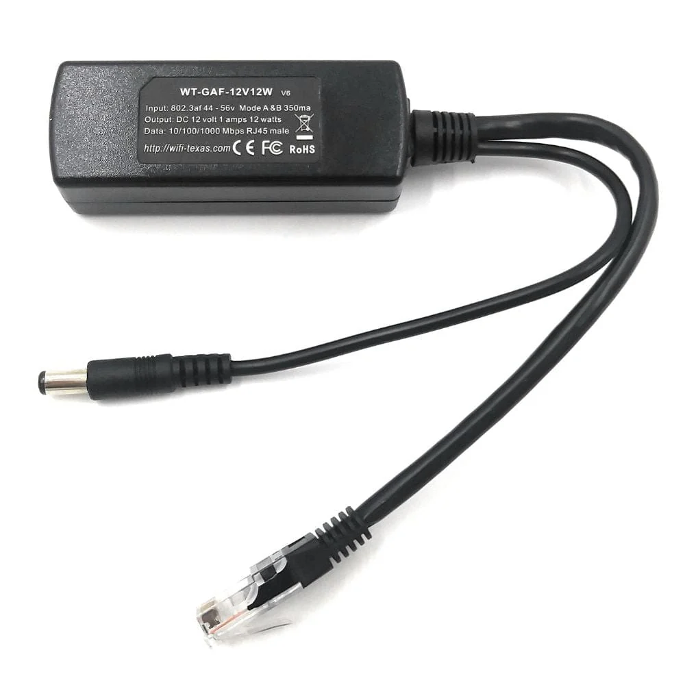PoE World 802.3af/at & Passive 48v to 12V 1A Gigabit PoE Splitter PoE World — view 2
