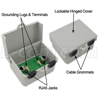 Outdoor CAT5e 24V PoE Compatible Lightning Surge Protector L-com — view 2