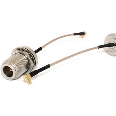 RF Elements N-Female Bulkhead to MMCX Male RA 100mm 50 Ohm Coax Pigtail RF Elements — view 2