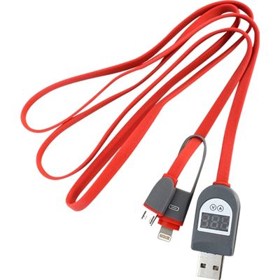 2in1 USB to MicroUSB or iPhone Lightning Cable with LCD Go Wireless NZ — view 2