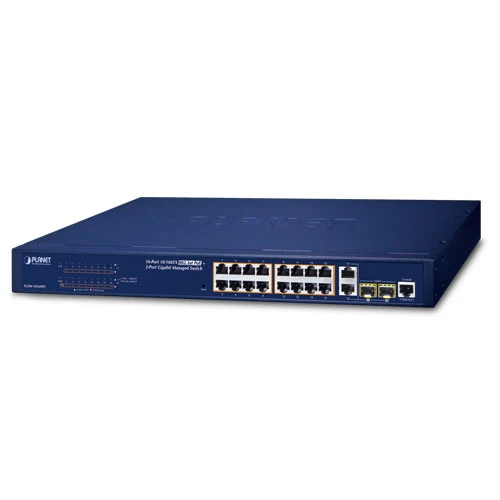 Planet FGSW-1816HPS, 16-Port 10/100TX 802.3at High Power POE +  2-Port Gigabit TP/SFP Combo Managed Ethernet Switch (220W) Planet — view 2