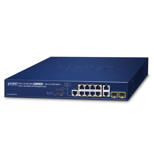 Planet GS-5220-8P2T2S L2+ 8-Port 10/100/1000T 802.3at PoE + 2-Port 10/100/1000T + 2-Port 100/1000X SFP Managed Switch Planet — view 2