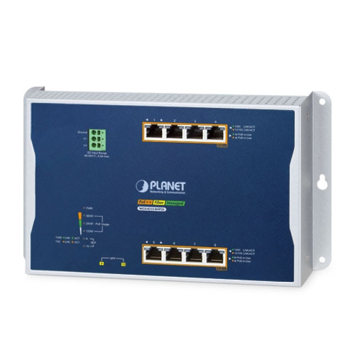 Planet WGS-4215-8HP2S Industrial 4-Port 10/100/1000T 802.3bt PoE + 4-Port 10/100/1000T 802.3at PoE + 2-Port 100/1000X SFP Wall-mount Managed Switch (-40~75 degrees C) Planet — view 1