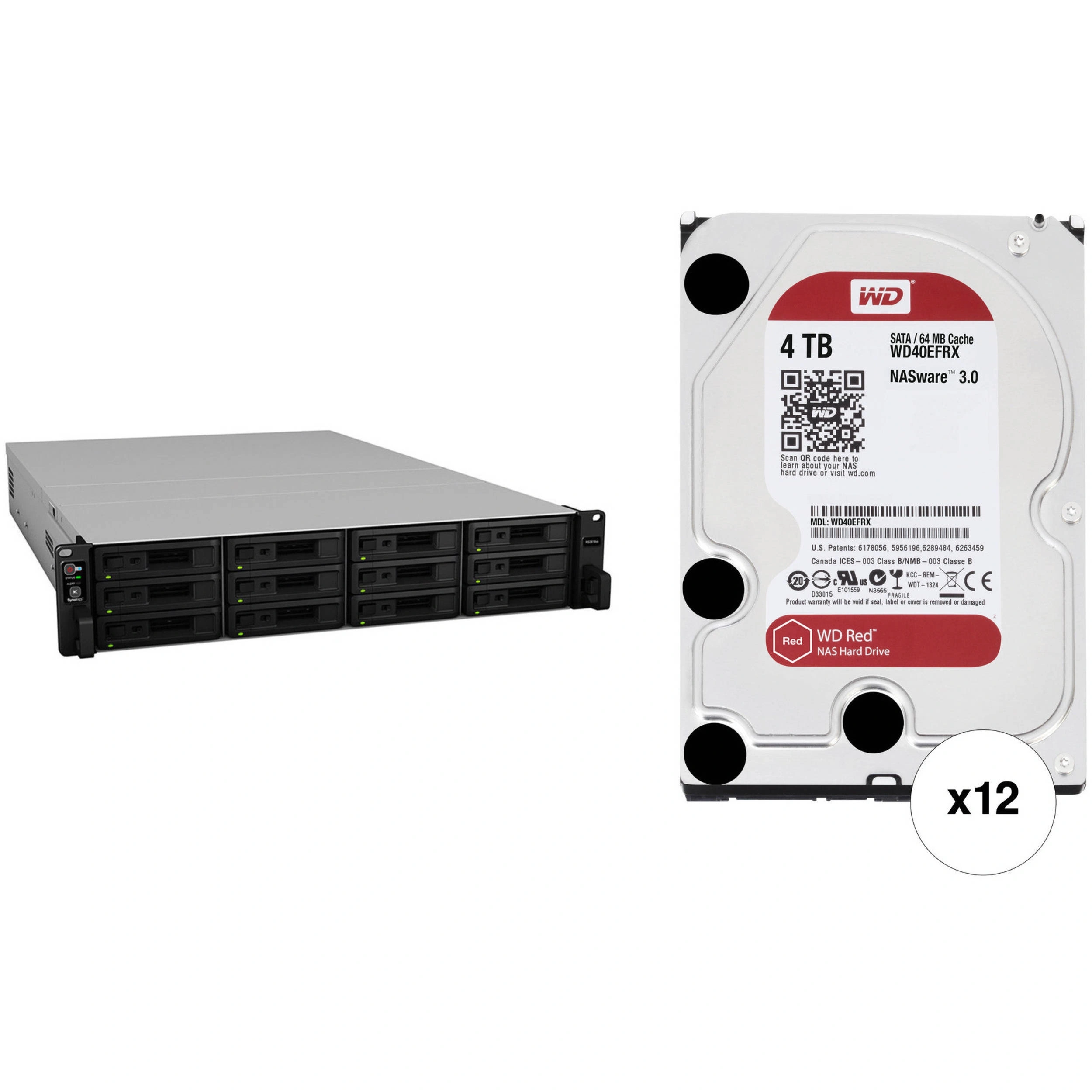 Synology RS3618xs 2U Rack 12 Bay NAS RTG (48Tb) 12x WD 4Tb Enterprise RTGWD — view 2