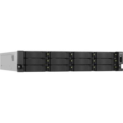QNAP TS-h1277AXU-RP-R5-16G 2U 12-bay 3.5" SATA HDD NAS, AMD Ryzen 5 7000 series 6C12T (boost up to 5.1 GHz), 16GB DDR5 non-ECC RAM (max. 128GB total), 2x M.2 2280 PCIe Gen5 x2 slots for SSD cache, 2x 10GBASE-T + 2x 2.5 GbE RJ45, 3 x PCIe Gen 4 expans QNAP — view 2