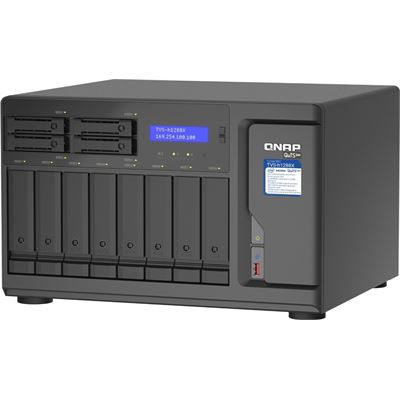 QNAP TVS-h1288X-W1250-16G 12-Bay TurboNAS (8 x 3.5" HDD + 4 x 2.5" SSD), SATA 6G, Intel Xeon W-1250 6 cores 12 threads 3.3 GHz (boost up to 4.7 GHz), 16GB DDR4 ECC RAM (max. 128GB), 4 x 2.5GbE, 2 x 10GBASE-T 10GbE, 2 x M.2 22110/2280 NVMe PCIe Gen3 x QNAP — view 2