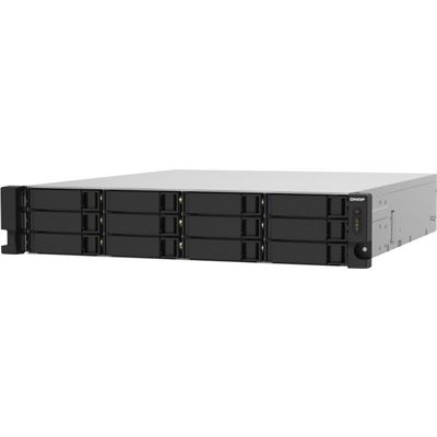 QNAP TS-1232PXU-RP-4G 12-Bay AL324 quad-core 1.7 GHz rackmount NAS with 250W redundant PSU, 4GB DDR4 UDIMM RAM (max 16GB), SATA 6Gb/s, 2x 10GbE SFP+, 2x 2.5GbE, 1x PCIe Gen2 x2 slot QNAP — view 1