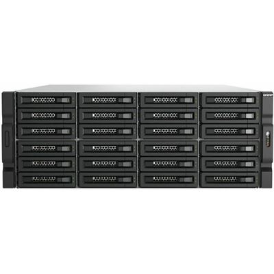 24-bay 4U rackmount PCIe interface SATA JBOD expansion enclosure, 2.5/3.5" SATA 6Gbps drives, 2 ports (SFF-8644 1x2), depth 24.81-inch / 630.2mm, redundant PSU, without rail kit. support TS-h3087XU-RP, TS-h2287XU-RP, TS-h1887XU-RP, TS-h987XU-RP, TDS- QNAP — view 2