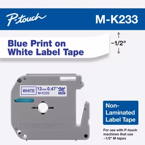 BROTHER 12mm BLU on WHT tape for PT65 PT85 PT100 BROTHER — view 2