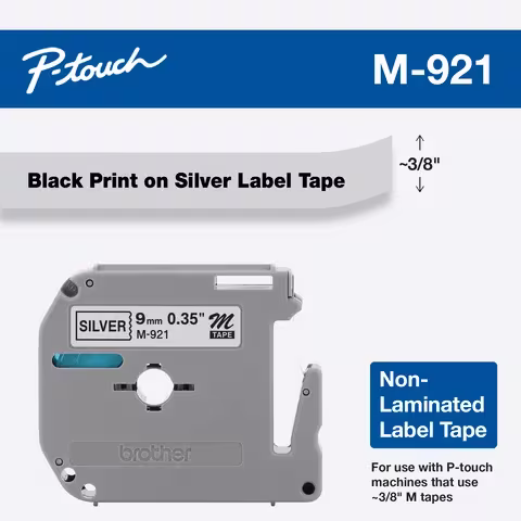 BROTHER 9MM BLK ON SLVR TAPE for PT65 PT85 PT100 BROTHER — view 2