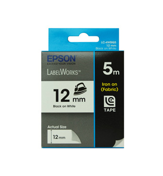 EPSON Tape Iron on 12mm Black on White 5 metre EPSON — view 2