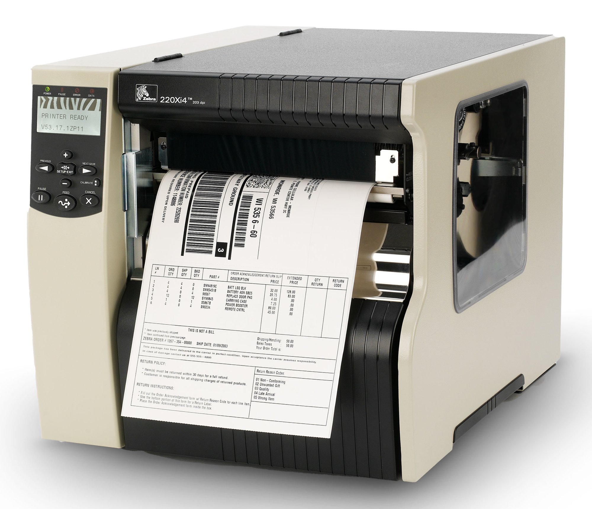 ZEBRA 220XI4 203DPI SER/PAR/USB/ETH ZEBRA — view 2