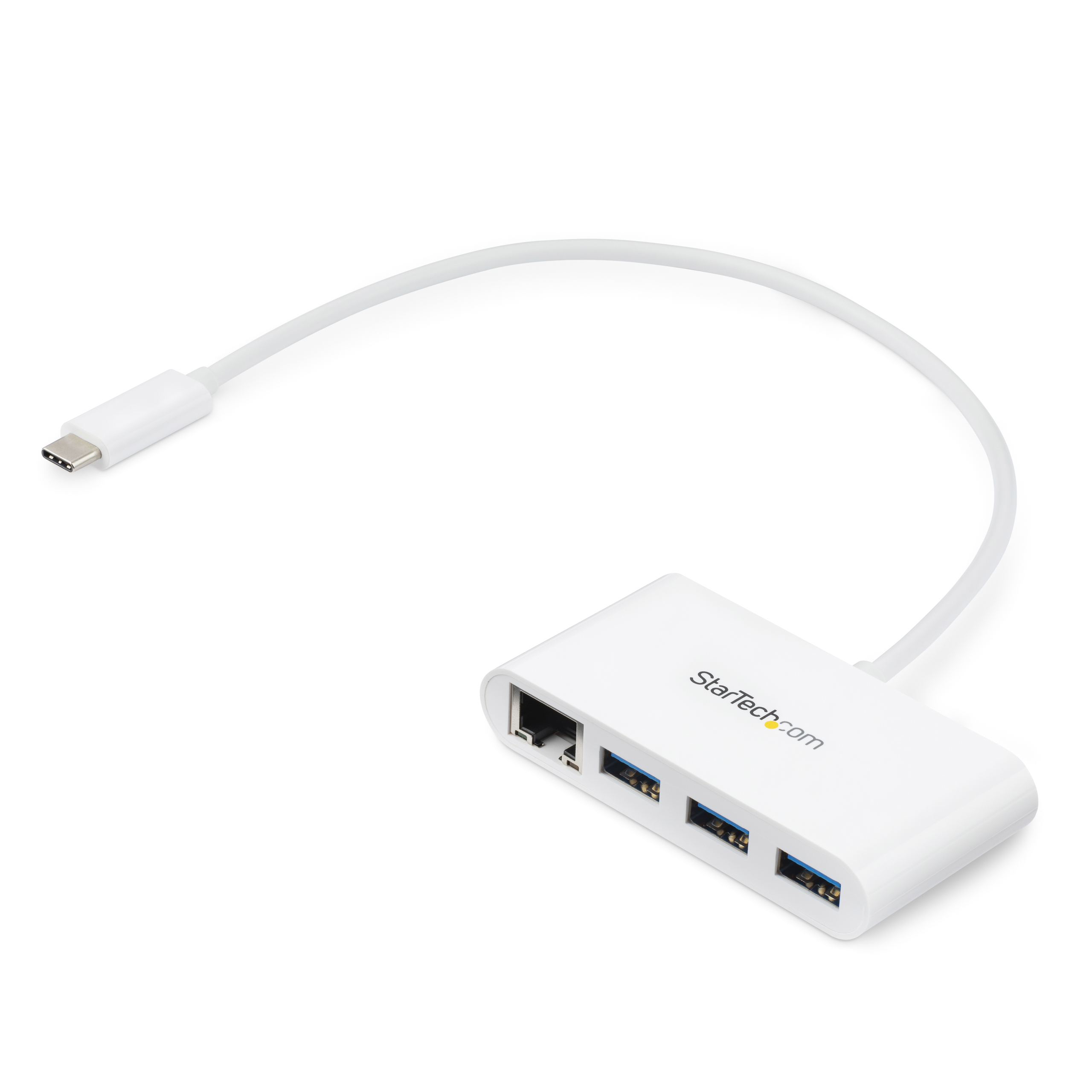 StarTech.com 3 Port USB 3.0 Hub + GbE - USB-C - White StarTech.com — view 2