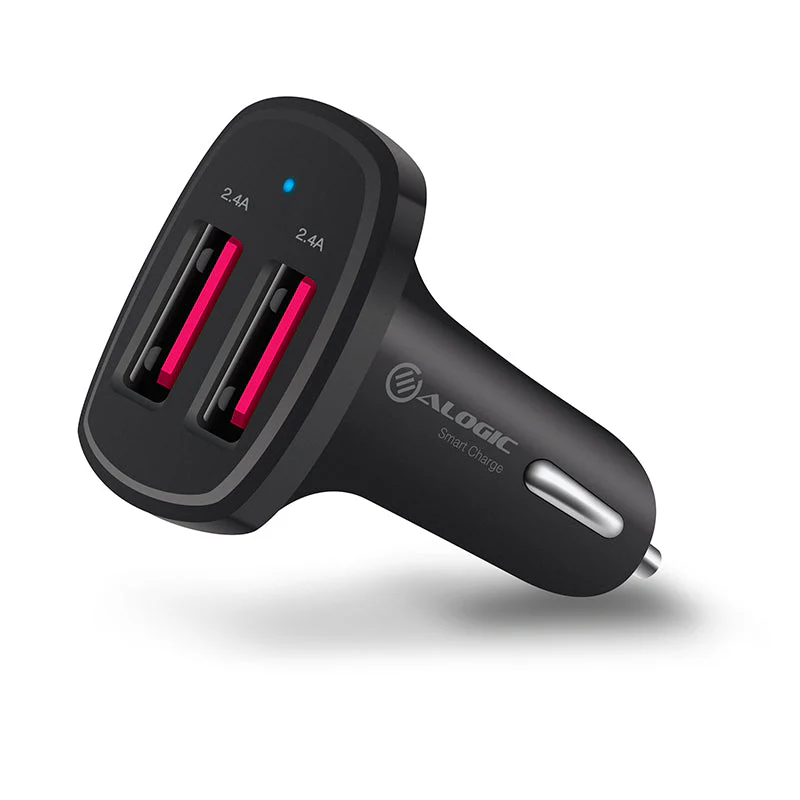 ALOGIC 2 PORT USB-A CAR CHARGER 5V/4.8A BLACK ALOGIC — view 2