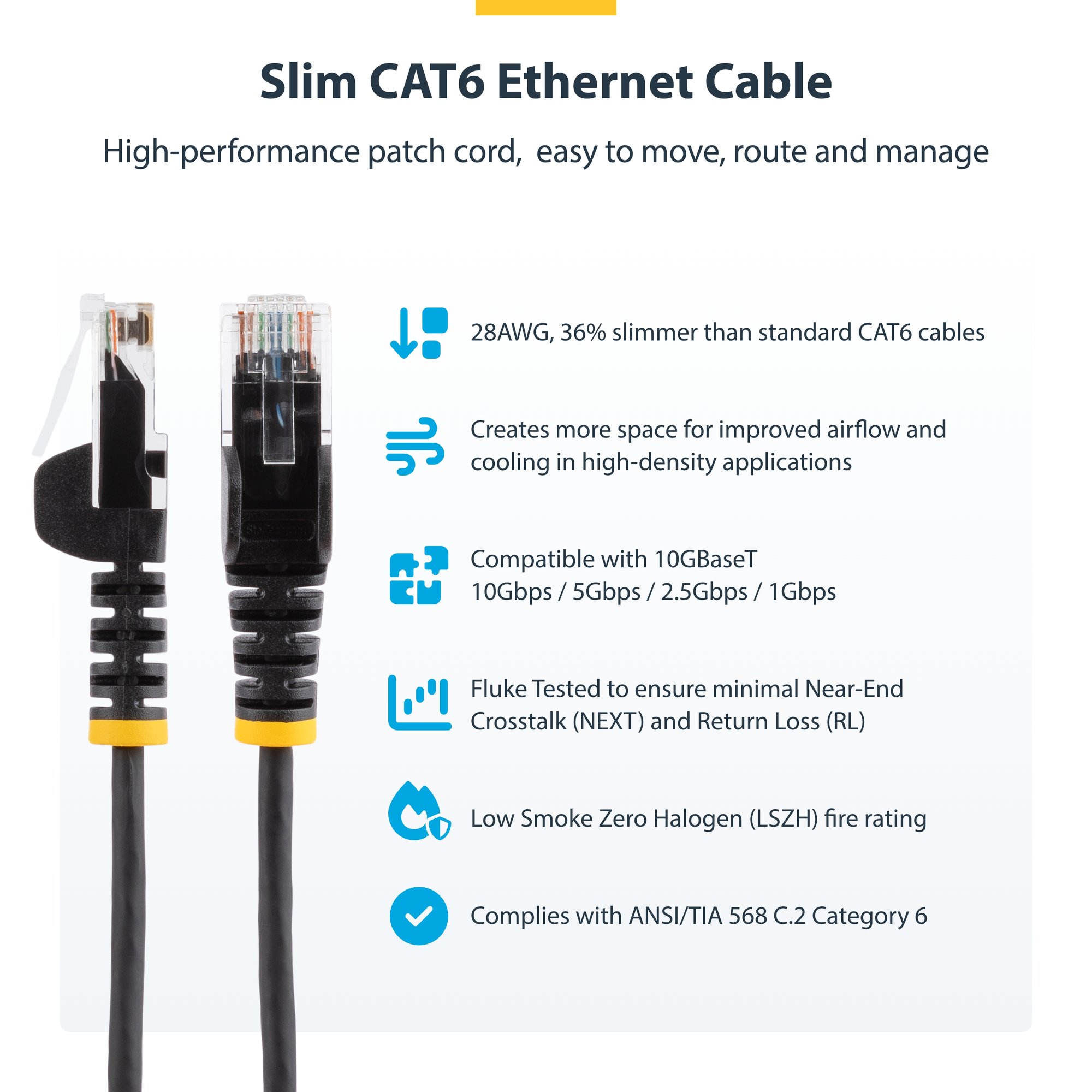 StarTech.com Cable - Black Slim CAT6 Patch Cord 3m StarTech.com — view 6