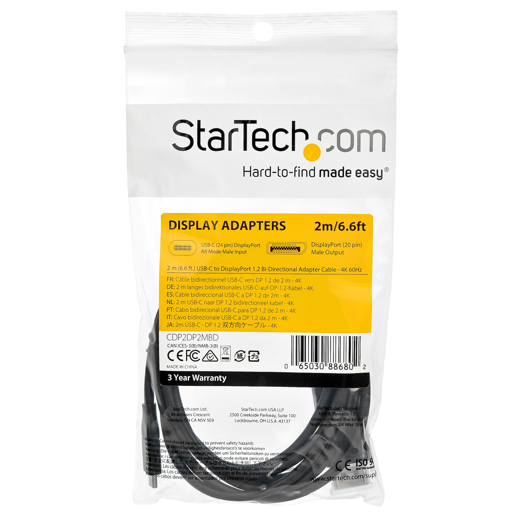 StarTech.com Cable - USB C to DP 1.2 - 2 m - 4K 60 StarTech.com — view 6