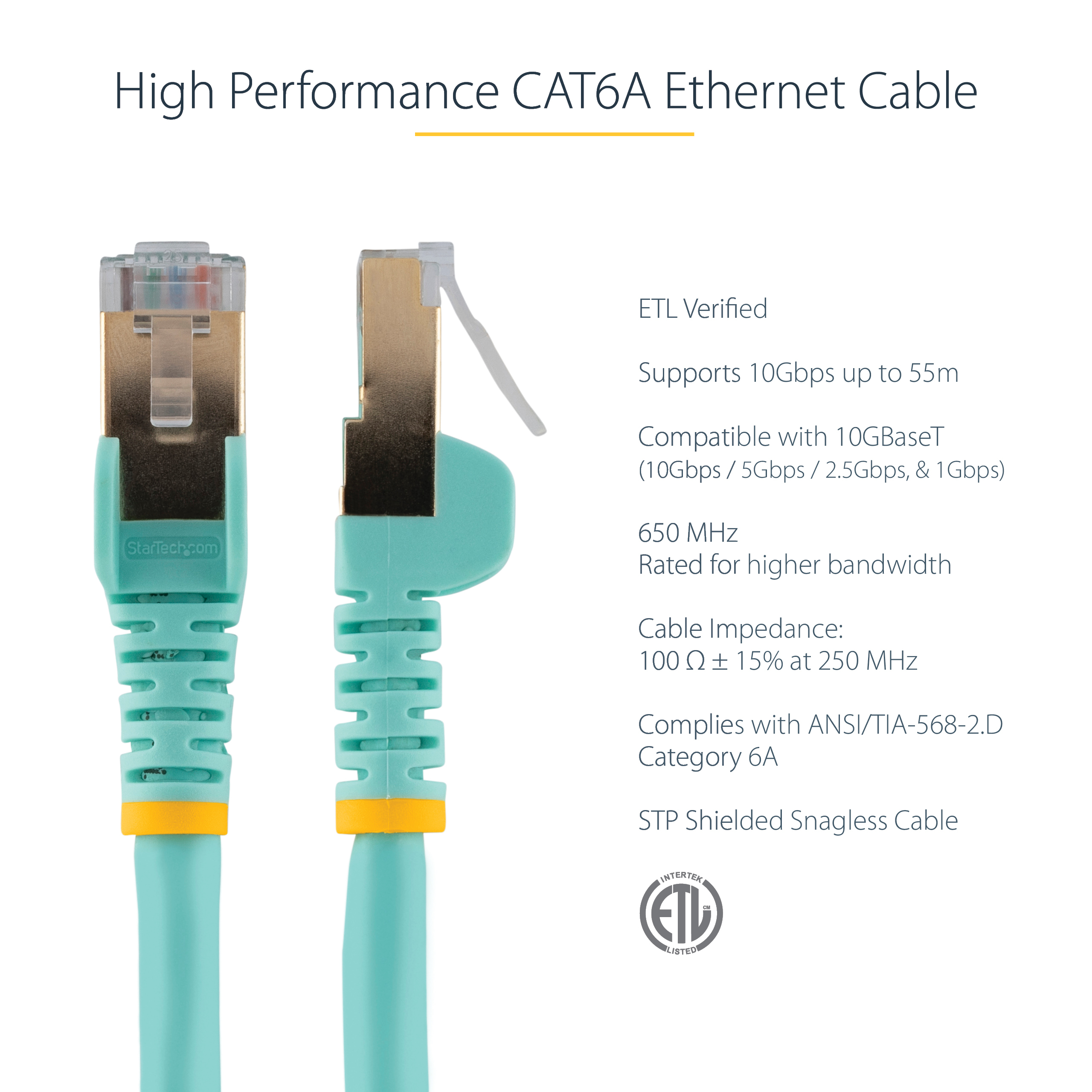 StarTech.com Cable - Aqua CAT6a Cable 1.5 m StarTech.com — view 6