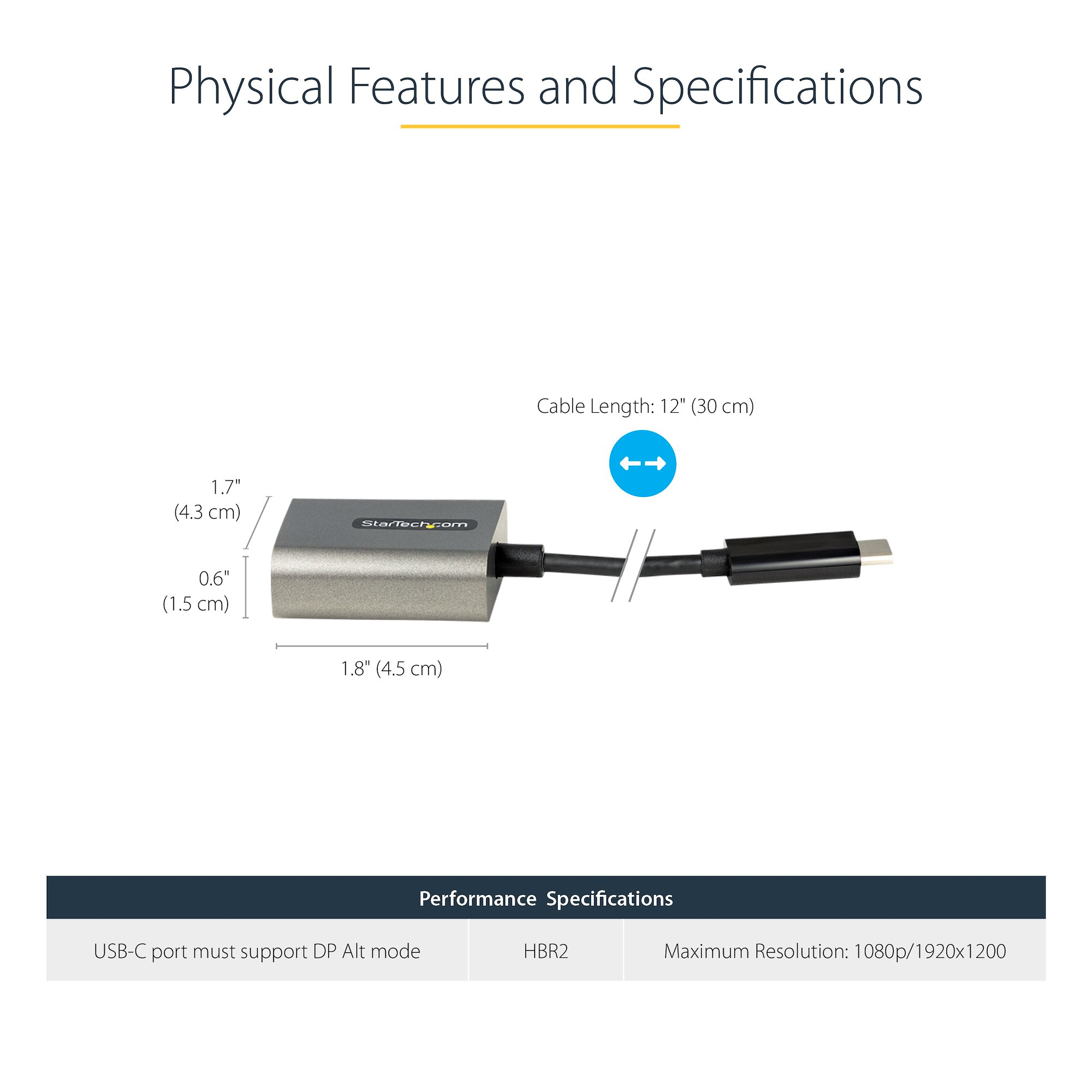 StarTech.com USB C to VGA Adapter 1080p - 12in Cable StarTech.com — view 5