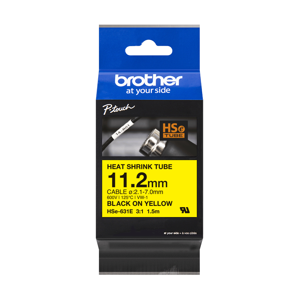 BROTHER HSE631E 11.2MM B ON Y HEAT SHRINK TAPE BROTHER — view 2