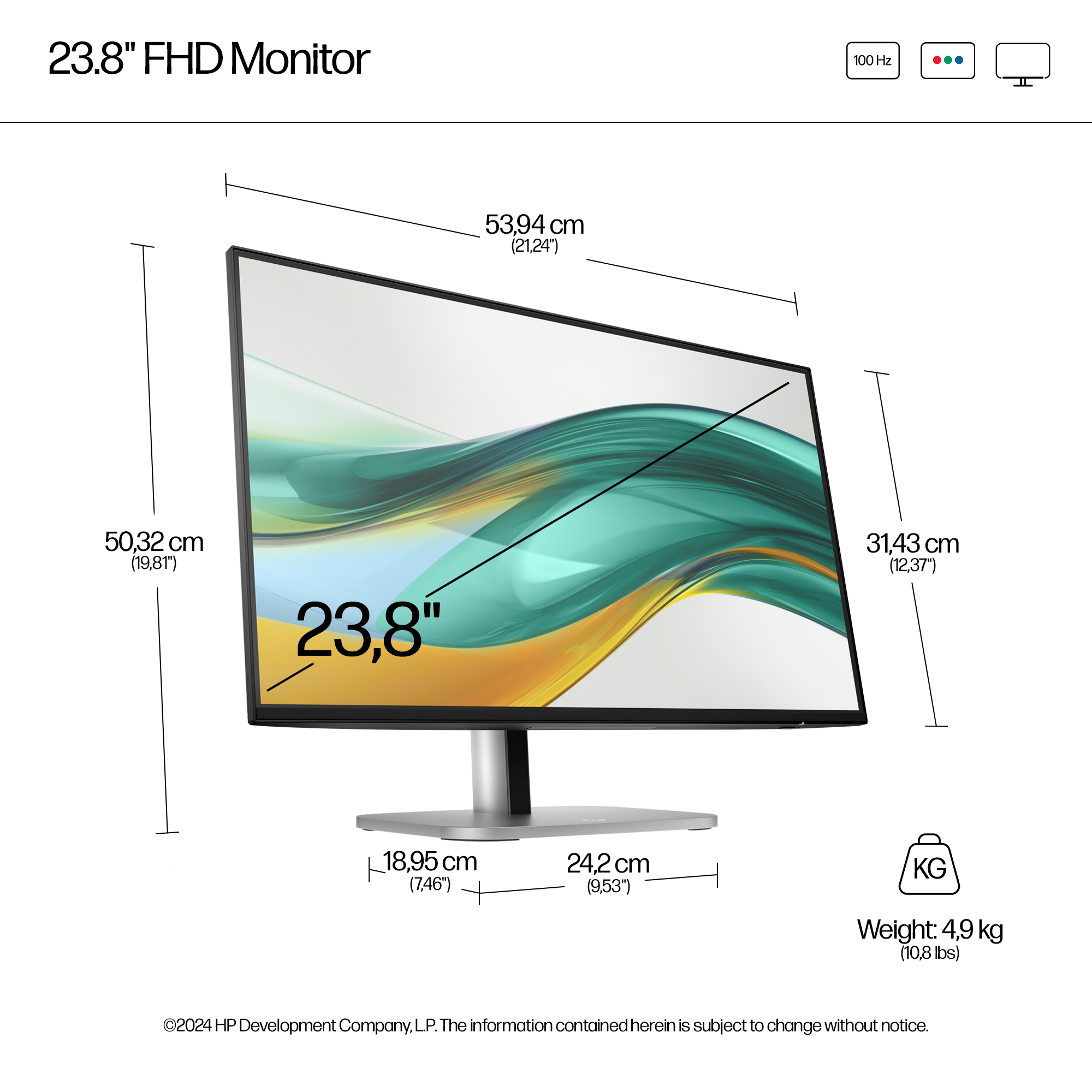 HP S5 Pro 23.8IN FHD 524pf No Stnd Monitor HP — view 5