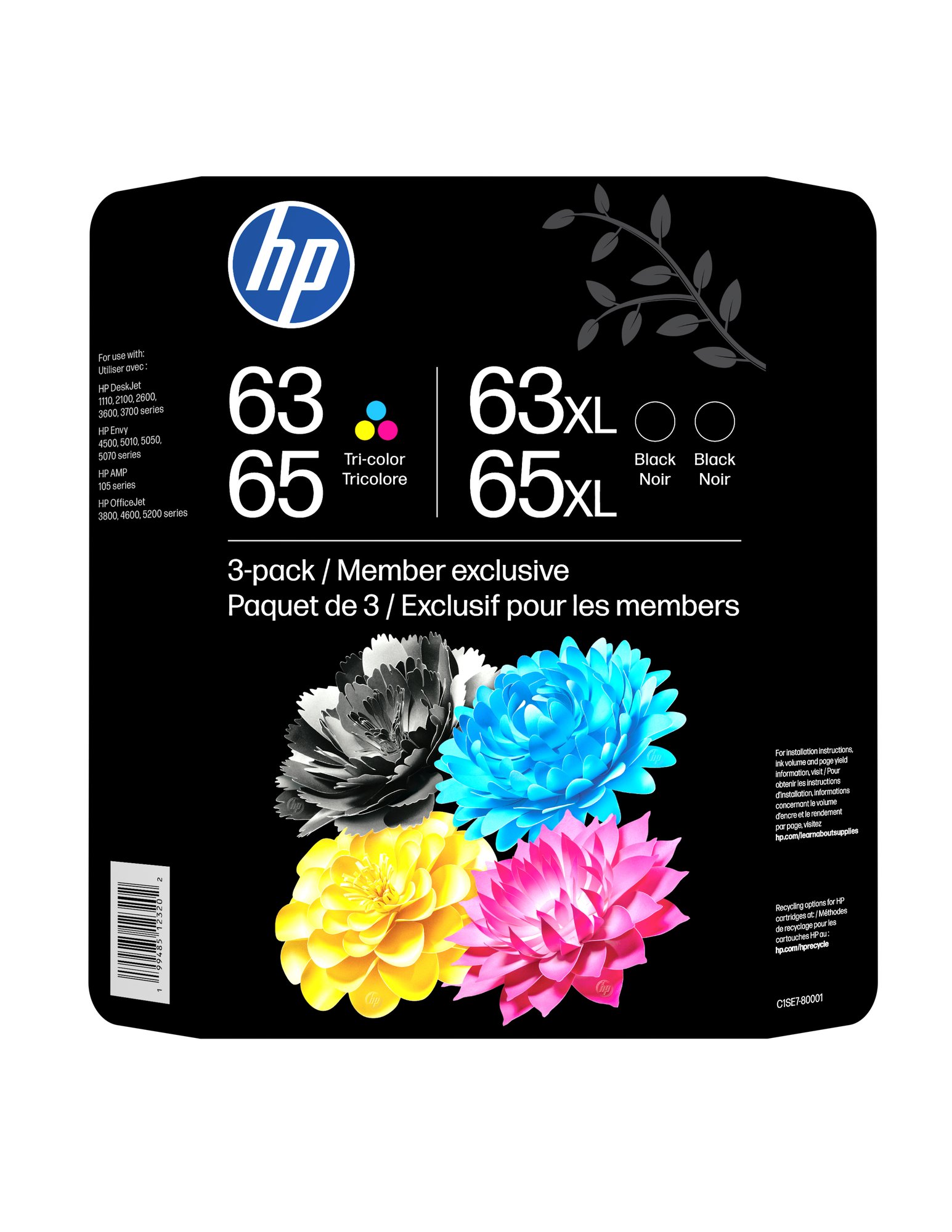 HP 63/65 Color/Blk Ink Cart Combo 3-Pack HP — view 2