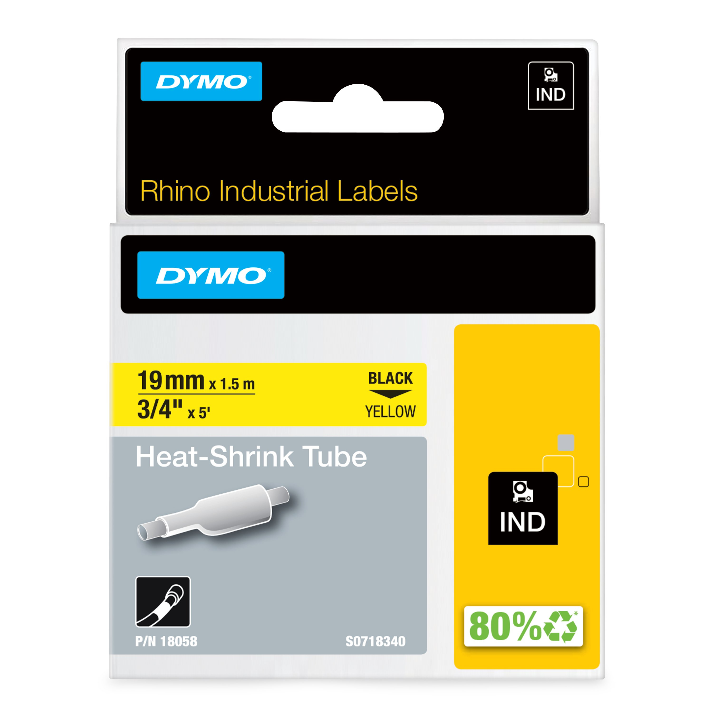 DYMO Genuine Rhino Industrial Labels-Heat Shrink Tube 19mm Black Dymo — view 2