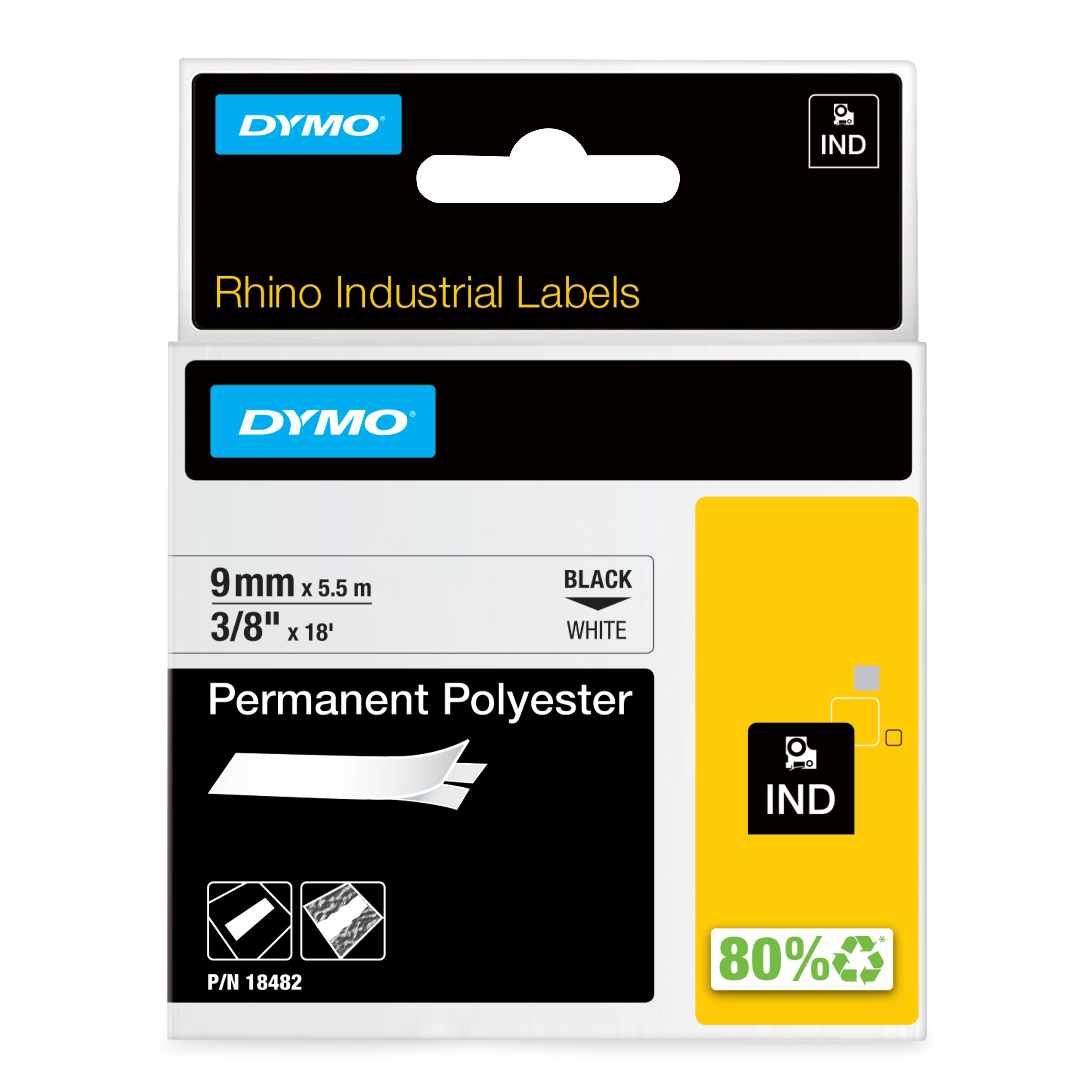 DYMO Genuine Rhino Industrial Labels -Permanent Polyester 9mm, Dymo — view 2