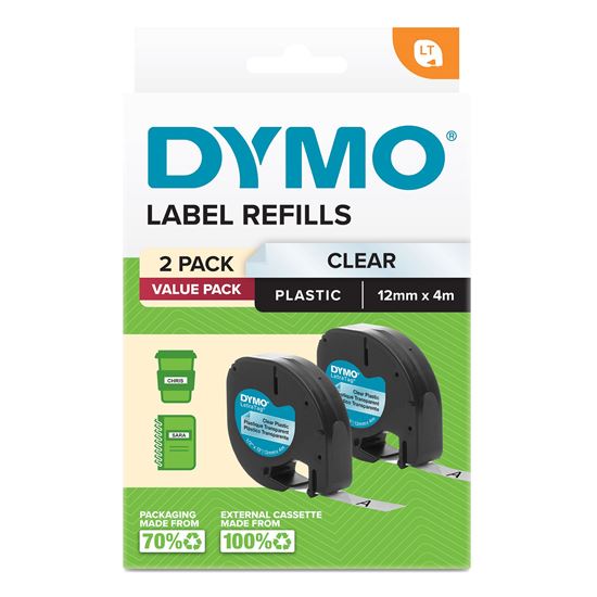 Dymo LetraTag Plastic Tape 12mm x 4M Clear 2-Pack Dymo — view 2