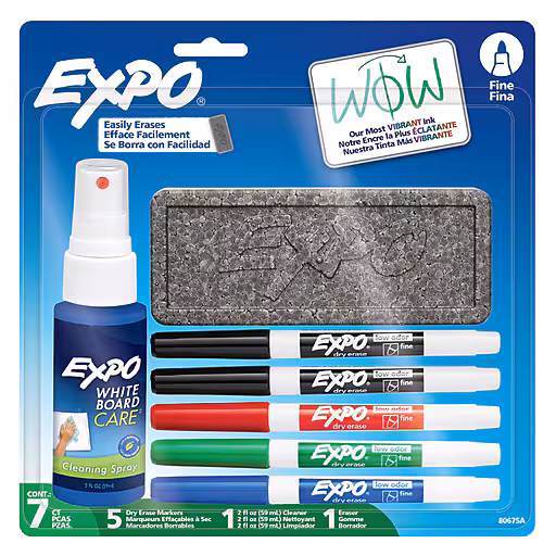 EXPO Dry Erase Markers with Fine Point Tips, Cleaning Spray & Eraser Expo — view 2