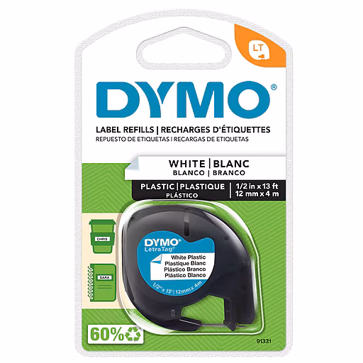 DYMO Genuine Pearl White Plast Tape for LetraTag Plastic Tape. 12mm x Dymo — view 2