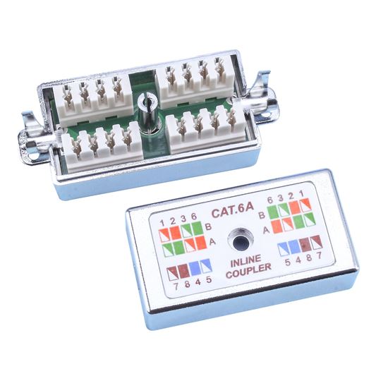 DYNAMIX Cat6A STP Inline Coupler, Punch Down. Silver Colour. RoHS Dynamix — view 2