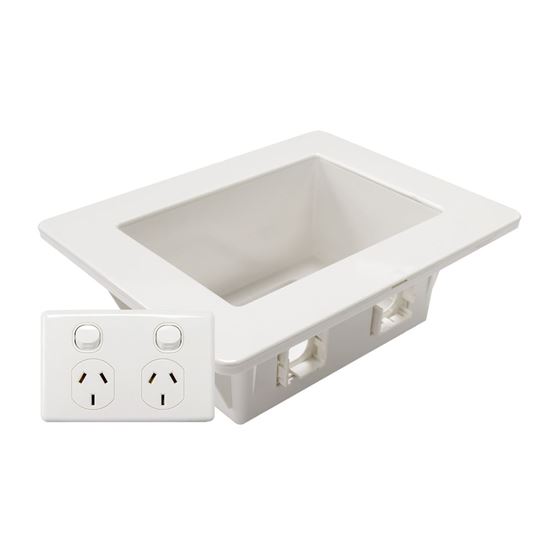 DYNAMIX Recessed Wall Box with 2x AMDEX style outlets. Incl Dual Port Dynamix — view 2