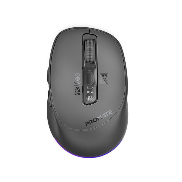 PROMATE Silent-Click Wireless Mouse With Rechargeable Battery. 2.4G & BT Connect Promate — view 1