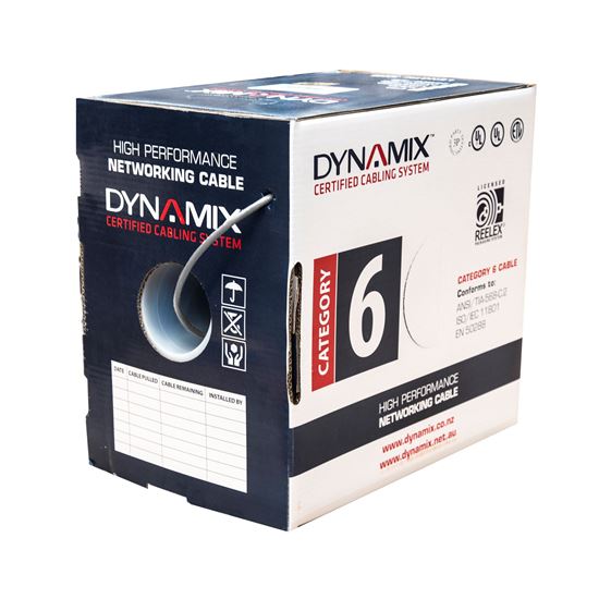 DYNAMIX 305m Cat6 Grey  UTP SOLID Cable Roll, 250MHz, 24AWGx4P. Dynamix — view 2