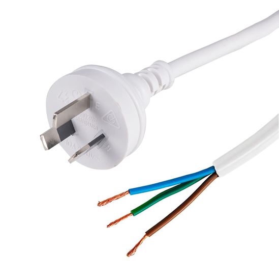 DYNAMIX 1M 3-Pin Plug to Bare End, 3 Core 1mm Cable, White Colour, Dynamix — view 2
