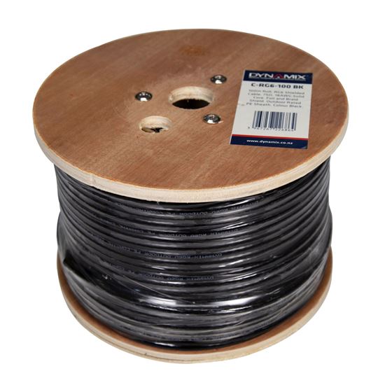 DYNAMIX 100m Roll RG6 Shielded Cable. Black. 75ohm. 18AWG solid Dynamix — view 2