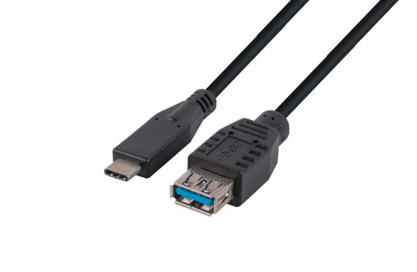 2M USB 3.1 USB-C Male To USB-A Female Cable Black Dynamix — view 2