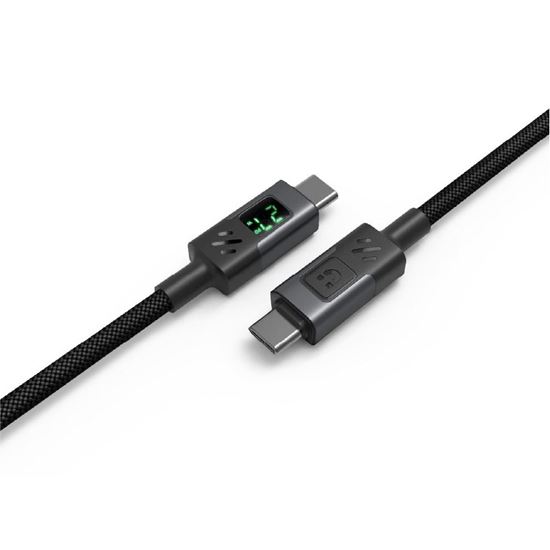 UNITEK 1m 60W PD USB-C to USB-C Nylon Braid Cable with LED Display unitek — view 1