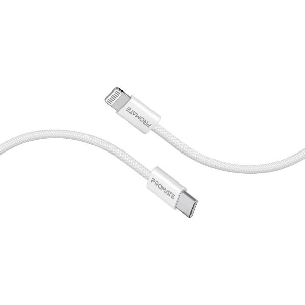 1.2m 27W PD USB-C To Lightning Connector Cable. Fabric Braided Cable Promate — view 2