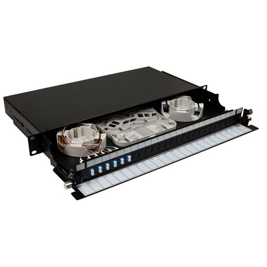 DYNAMIX 19' 1U Fibre Tray 12C LC SM FULLY LOADED w 12x LC Elite OS2 Dynamix — view 2