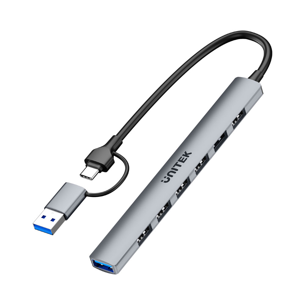 UNITEK 7-in-1 USB Multi-port Super Slim Hub with USB-C & A Connectors. Unitek — view 2