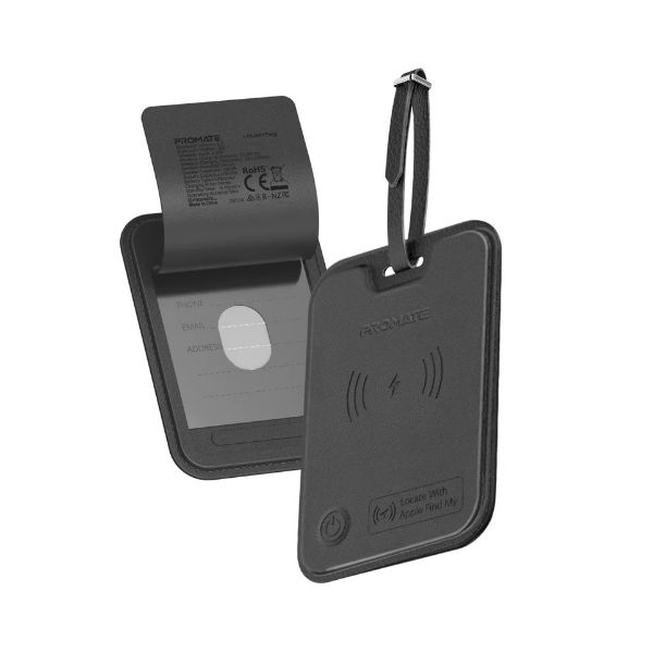 Anti-Loss Slim Leather Luggage Tag With Smart Trackin Wireless Rechargeable Battery PROMATE — view 2