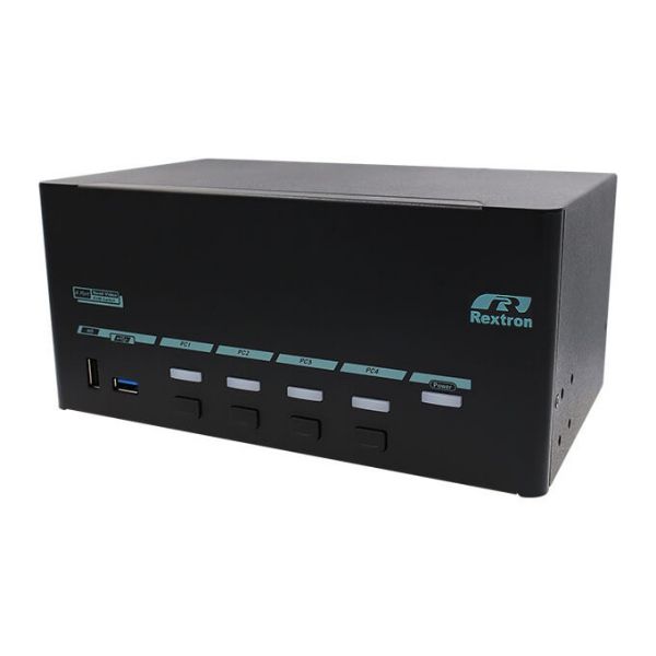 4 Ports 8K Quad Monitor DisplayPort 1.4 KVM Switch W/ USB 3.2 Gen 1, Hotkey Control Rextron — view 2
