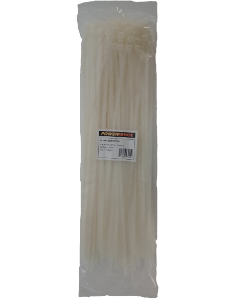 8 X 550mm Natural Cable Ties Pack Of 100 80kgs Tensile Strength POWERFORCE — view 2
