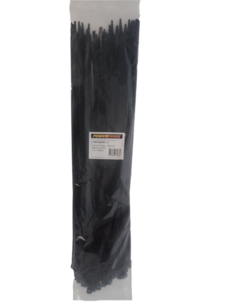 9 X 685mm Black UV Cable Ties Ties Pack Of 100 80kgs Tensile Strength POWERFORCE — view 2