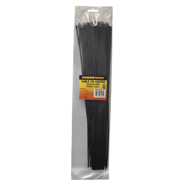4.6 X 520mm 316L Stainless Steel Cable Ties Pack Of 100 667N/68kgs Tensile Strength POWERFORCE — view 1