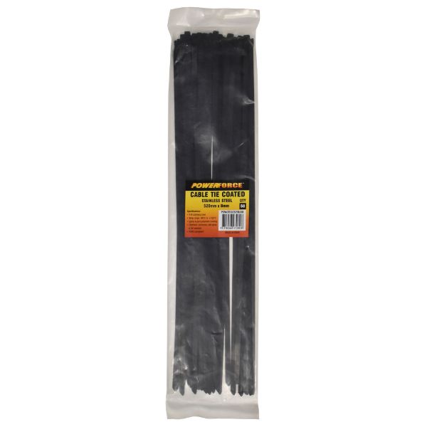 8 X 520mm 316L Stainless Steel Cable Ties Pack Of 50 1335N/136kgs Tensile Strength POWERFORCE — view 2
