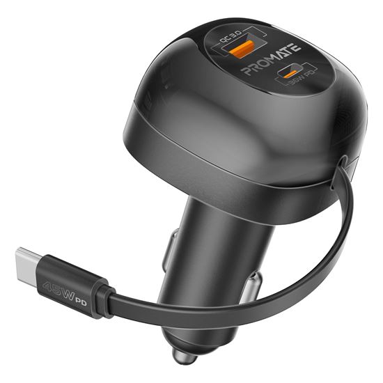 PROMATE 62W PD In-Car Phone Charger with Retractable 80cm USB-C Cable. Promate — view 2